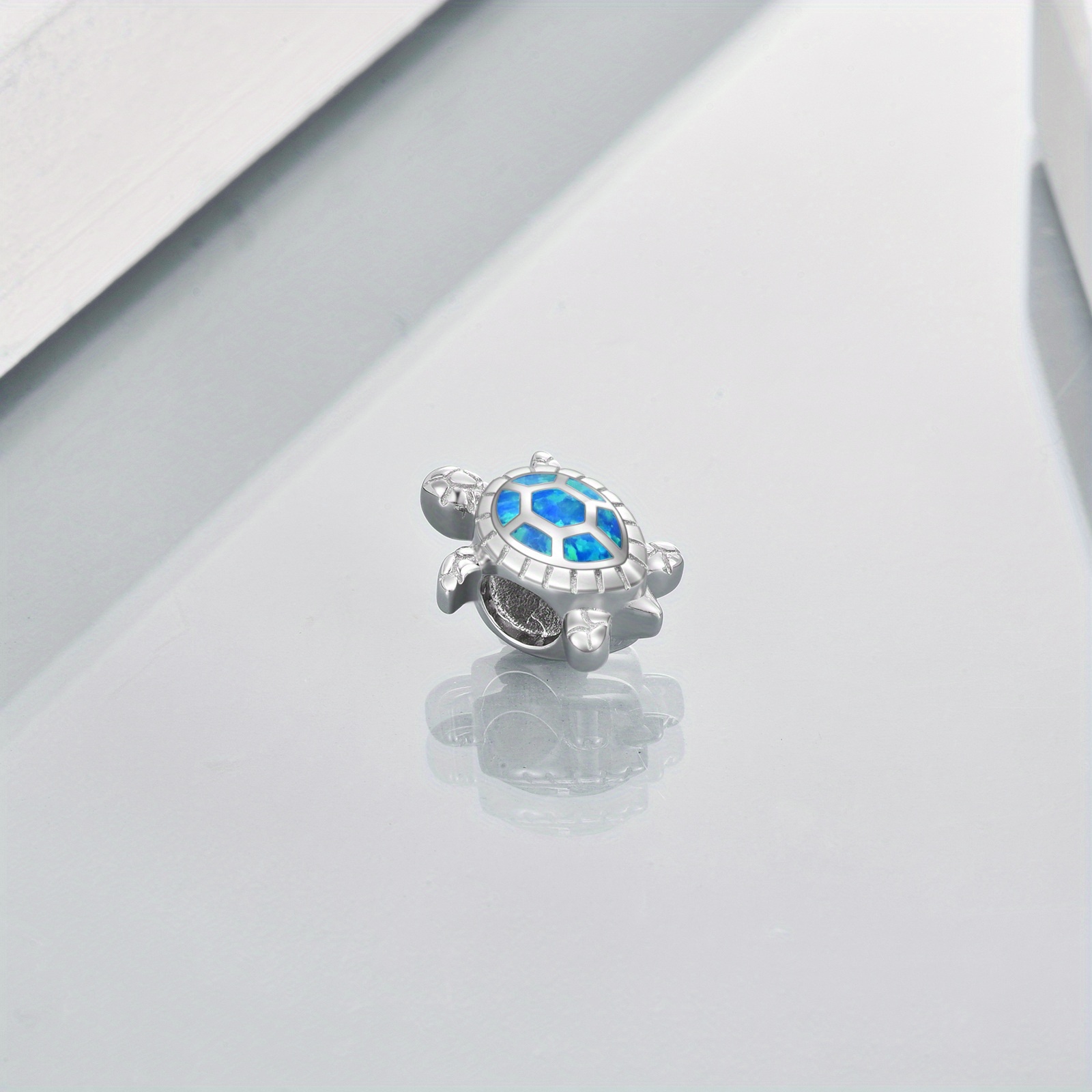 Sea Turtle Charm 925 Sterling Silver Synthetic Opal Animal Charms for Bracelets
